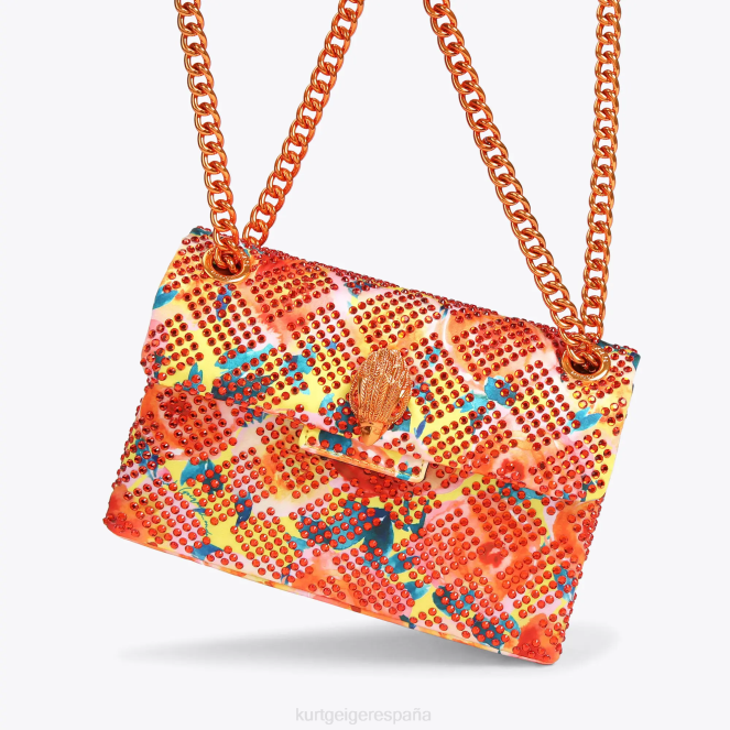 Kurt Geiger mujer Tela de Londres mini Kensington 2LPR13 | bolsas naranja